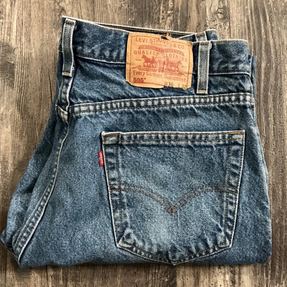 Levi Vintage 505 90's Regular Fit Straight Leg Jeans Mens Med Wash 36x32